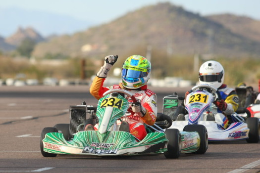 Christian Brooks won his second Junior Max feature race of the season with a stellar last lap pass  (Photo: SeanBuur.com)