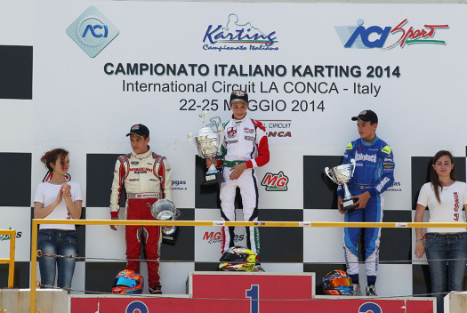 Defrancesco (l) and Laliberte (r) celebrate on the podium. (Photo Courtesy: CSAI Italian Championships)